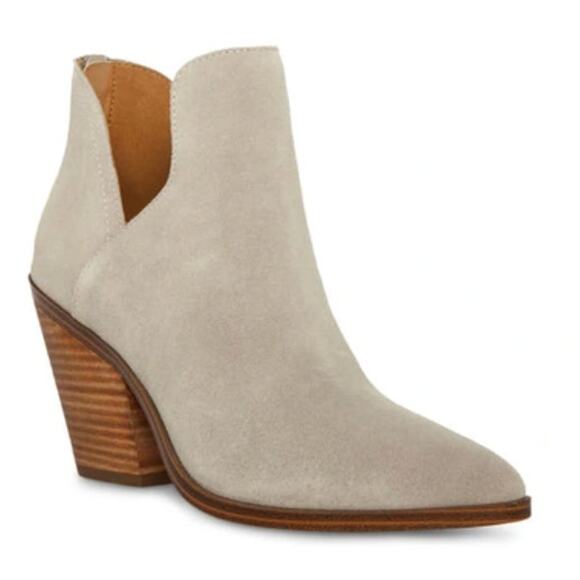 Blondo Wanda Suede Booties 5.5 Tan Gray Beige Western Ankle Boots Waterproof - Picture 1 of 8